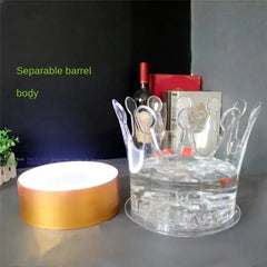 Rechargeable LED Ice Bucket  Crown Shaped Wine Beer and Champagne Cooler with Glowing Light for Bar Party and Nightclub Use