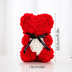 Rose Flower Bear Hand Made Rose Teddy Bear Gifts for Women Valentine's Day Mothers Day Wedding Anniversary