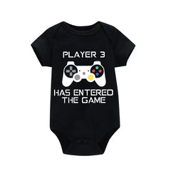 PLAYER 3 Newborn Romper Casual Short Sleeves Baby Boy Clothes Bodysuits Cartoon Graphic Toddler Girls Jumpsuits