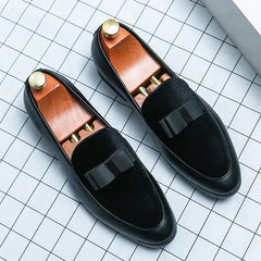 Fashion Wedding Shoes For Men Dress Casual Business Leather Shoes Male Classic Formal Bow Office Social Party Shoes Man Loafers