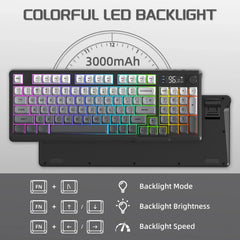 M96 Wireless Keyboard and Mouse Set, Bluetooth&2.4G, Smart Screen, 96 Keys, RGB, Silent Keyboard Mouse Combo