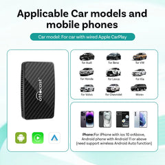 OTTOCAST Play2 Video Pro Wireless Carplay Adapter Android Auto Video Ai Box Built in Youtube Netflix for Car with Wired Carplay