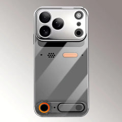 Minimalist Gaming Console Pattern Glass Phone Case For iPhone 11 12 13 14 15 16 17 Pro Max Plus 17 Air Electroplate Silver Cover