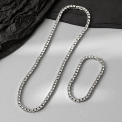 Hip Hop 5MM Tennis Chain Iced Out Bracelet Necklace Men Fashion Silver Color Tennis Jewelry Chains Women 20inch Choker Punk Gift
