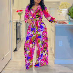 Spring Summer New Long Sleeved Printed Suit for Women Fashion Lapel