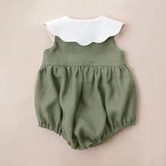 0-2y Baby Girls Clothes Cotton Linen Sleeveless Infant Girl Rompers