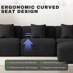 107" Cloud Modular Sectional Couch,Boneless Sofa with Ottman,L-Shape Upholstered Sofas with Deep Seat,Modern Cozy, Custom