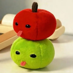 Abstract Tongue Out Apple Funny Plush Doll Keychain Backpack Pendant