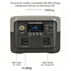 800W 46Ah Portable Power Station 600W/800W 589WH Solar Generator Backup PowerBank for Outdoor Camping, Home Emergency, RV Travel