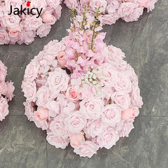 Red White Customized Artificial Rose Delphinium 50cm Flower Ball Wedding Decor Table Centerpieces Flower Decor Event Road Props