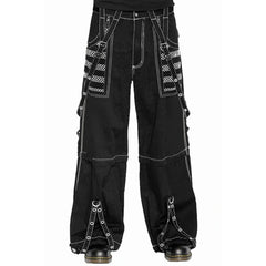 Women Fall Winter Cargo Jeans Striped Zipper Button Closure Loose Casual Trousers Streetwear with Pockets