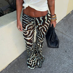 Sexy V-neck Printed Sling Top Pants 2 Piece Set Women Single Breasted Long  Shirts Leg Loose Straight Pants Set Lady Casual Sets