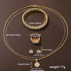 6-piece/set women's watch luxury rhinestone quartz watch gold fashion simulation watch and jewelry set