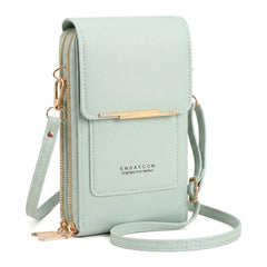 RFID Blocking Touch Screen Cell Phone Bag Women Mini PU Leather Lightweight Card Holder Crossbody Shoulder Bag Adjustable Strap