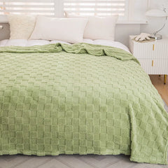 Waffle Blanket, Winter Knitted Blanket, Jacquard Braid Blanket, Warm Gift Blanket ,for Bed Sheet or Sofa Cover Four-season
