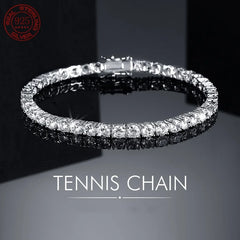 100% Real Moissanite Tennis Bracelet 925 Sterling Silver Plated 18K