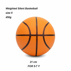 Weighted Silent Basketball 570g Size 7 and 450g Size 5 Standard Noiseless Basketball PU Foam Airless Indoor Training Quietly