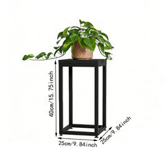 Metal Plant Stand, 40cm Tall Modern Square Plant Pedestal Stand, Heavy Duty Indoor Flower Pot Holder for Living Room Balcony Cor