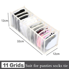 6-Grid Foldable Drawer Divider Underwear Storage Box, Wardrobe Organizer for Bras, Socks & Lingerie, Closet Storage Container