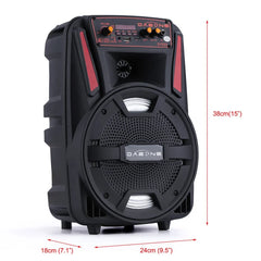1000W Portable Bluetooth Speaker 8' Subwoofer Heavy Bass Sound System Party With Remote and Mic Led Light DJ Karaoke Speaker