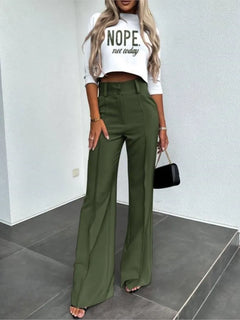 Casual Long Sleeve Shirt Pants Set Office Lady Spring Autumn Fashion