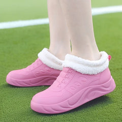 New winter warm plush rain shoes women's galoshes waterproof fur lined water resistant boots woman chunky Insulated rubber shoes
