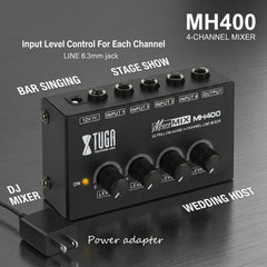 Mini Mixing Console 4 Channel Audio Mixer Mobile Recording Soundcard Studio Podcasting Live Streaming Equipment MH400