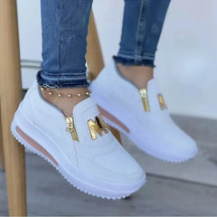 Women's Sneakers Platform Shoes Side Zipper M Printed Women Vulcanized Shoes Lightweight Casual Shoe Plus Size 43 Women Shoes