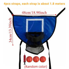 Foldable Trampoline Basketball Hoop Kit Safety Multipurpose Basketball Training with Pump and Ball Fun Mini Basketball Hoop