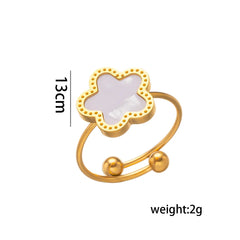 14K Gold Plated Stainless Steel Necklace Woman Five Leaf Petals Double