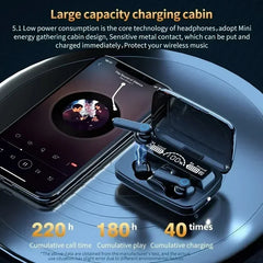 New M19 TWS Bluetooth Headphones 5.3 9D High Fidelity Wireless Headphones Touch IPX7 Waterproof Digital Display Headphones