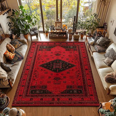 RAKKS Retro Red Persian Carpet / Turkish Area Rug Non-slip Living Room Decor Sofa Rug Bedroom Bedside Rug Kitchen Floor Mat