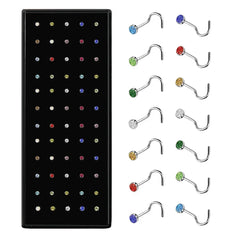 Fashion Crystal Stainless Steel Nose Stud Piercing for Women Hypoallergenic 1.8mm Nose Ring Straight/L/Screw Shaped Body Jewerly