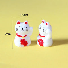 10-50pcs Cute Mini Wealth Lucky Gold Cat Animal Decoration Resin Craft Miniature Figure Bonsai Microlandscape Fairy Garden Decor