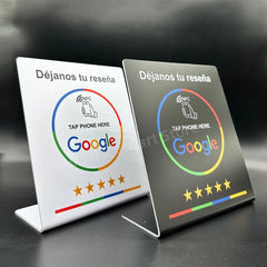 13.56Mhz Programmable Google Review Card NFC Station Table NFC Google Reviews Display Card Standing Déjanos Tu Reseña