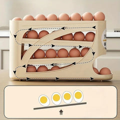 3-Tier Rolling Egg Storage Container for Refrigerator Holds 24 Eggs