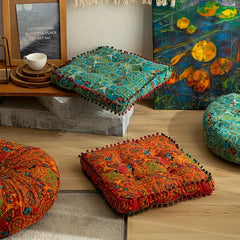 Bohemian Style Square Thickened Floor Pillow, Sofa Cushion - Versatile