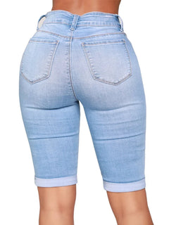 Skinny Jeans for Women High Waist Stretch Denim Trousers Mom Jeans Knee Length Pencil Pants Casual Comfort Trousers Oversize