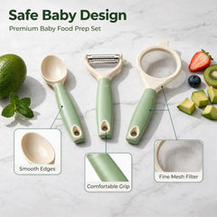 3PCS Baby Food Preparation Kit Baby Feeding Spoon Food Strainer Peeler Infant Feeding Tools