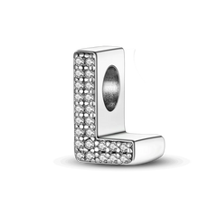 Fit Original Bangle Bracelet DIY A-Z Alphabet Charms Bead 925 Sterling Silver CZ Zircon LOVE Letter Dangle Pendant Jewelry Gift