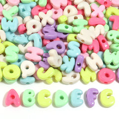 20-30pcs/lot Big Hole Cartoon English Letters Acrylic Beads Colored