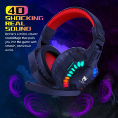 RGB Wired Gaming Headset with Microphone, USB & 3.5mm Over‑Ear Headphones for PC Laptop PS4 PS5 Mobile, Adjustable Noise‑Cancelling Mic, Surround Stereo Sound, Comfortable Headset for Gaming, Office, Study & Daily Use