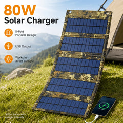 Folding Portable Solar Charging Panel; Outdoor Camping Charging Is No Trouble; The Pattern Is Super Cool