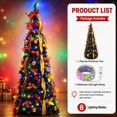 Pre Decorated Foldable Christmas Tree Artificial PVC Xmas Tree 5FT 6FT 7FT with Ornaments Space Saving Design LED Light Option