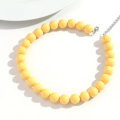 Boho Colorful Acrylic Big Ball Bead Chain Necklace Trendy Handmade