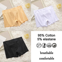 3Pcs Women Cotton Safety Short Seamless Boxer Briefs High Waist Soft Skin Friendly Ladies Anti-Ride Leggings Under Dress Panties