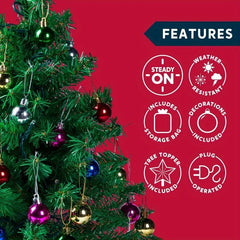 24''/2FT Mini Christmas Tree Tabletop Set with Clear LED Lights Artificial Mini Christmas Tree with Star Treetop and Hanging Ornaments, Best DIY Xmas Decorations (Storage Bag Included)