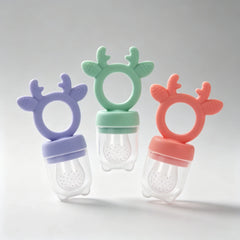 BPA Free Baby Fruit Food Feeder with Dust Cover Deer Silicone Teething Nibbler 3 Colors Toddler Vegetable Feeding Pacifier Teether Toy