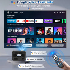 HORLAT Sealed Optical Google TV Projector 3500ANSI Bluetooth Voice Control Auto Focus WiFi 6 4K UHD Home Theater Movie Projector