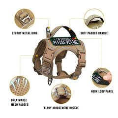 1PC Tactical Dog Harness with Handle, Reflective Military Vest for Small Dogs, Outdoor Training & Walking